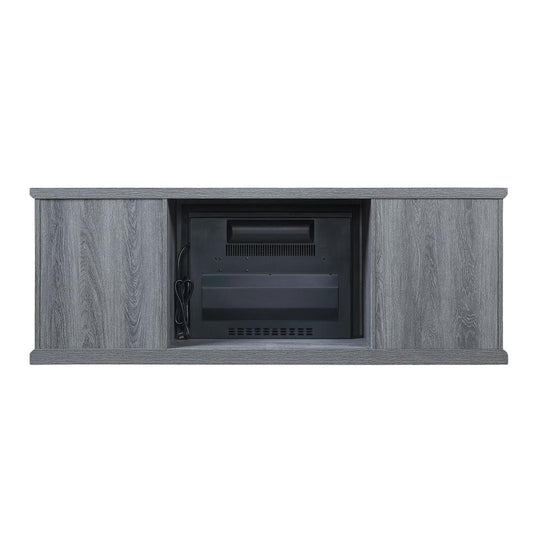 Manhattan Comfort - Fireplace and Franklin Fireplace with 6 Fixed Shelves in BlackGrey - FP3-GY veiw 2