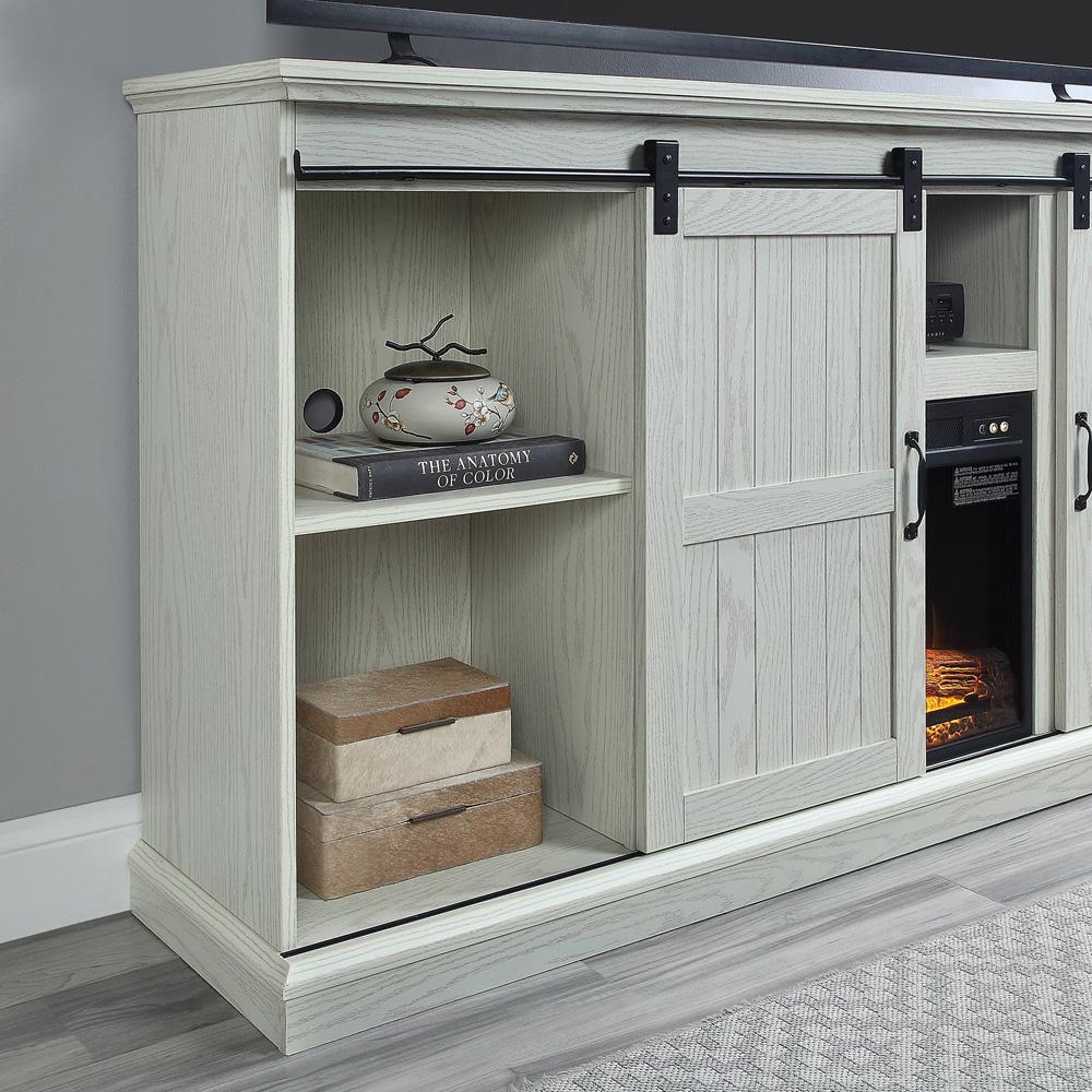 Manhattan Comfort - Fireplace and Myrtle Fireplace with 7 Fixed Shelves in BlackCream Oak - FP2-CR veiw 8