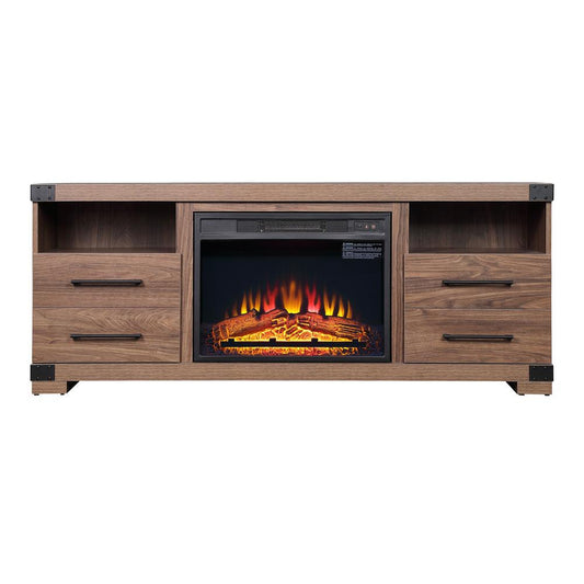 Manhattan Comfort - Fireplace and Richmond Fireplace with 2 Drawers in BlackBrown - FP1-BR veiw 1