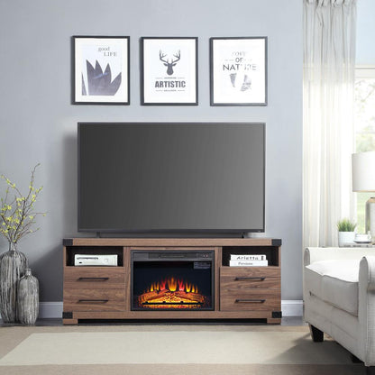 Manhattan Comfort - Fireplace and Richmond Fireplace with 2 Drawers in BlackBrown - FP1-BR veiw 8