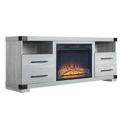 Manhattan Comfort - Fireplace and Richmond Fireplace with 2 Drawers in BlackGrey - FP1-GY veiw 2