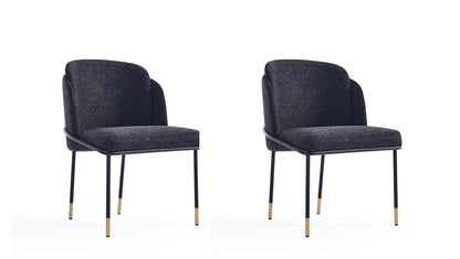 Manhattan Comfort - Flor Twill Weave Dining Chair with Metal Legs in Black - Set of 2 - 2-DC052-BK veiw 1