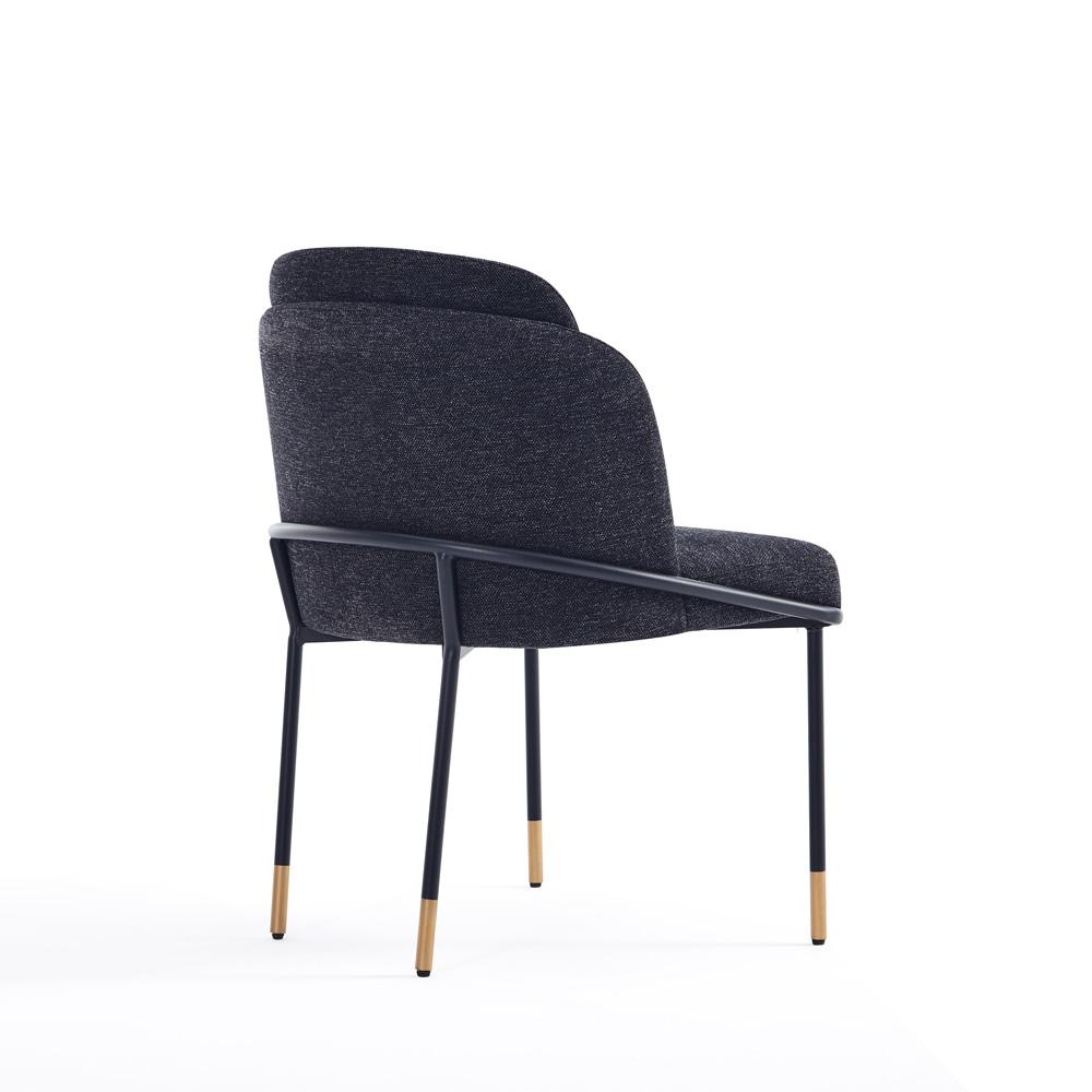 Manhattan Comfort - Flor Twill Weave Dining Chair with Metal Legs in Black - Set of 2 - 2-DC052-BK veiw 3