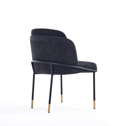 Manhattan Comfort - Flor Twill Weave Dining Chair with Metal Legs in Black - Set of 2 - 2-DC052-BK veiw 3