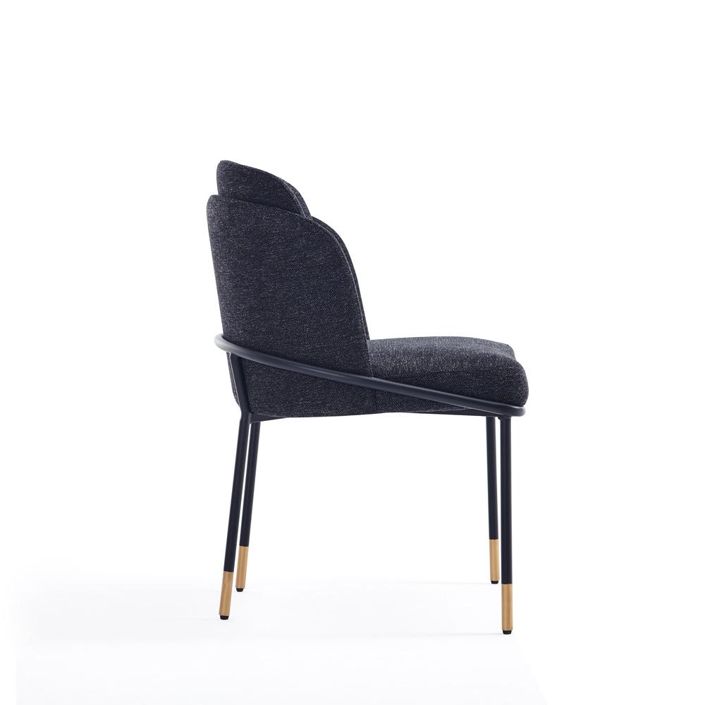 Manhattan Comfort - Flor Twill Weave Dining Chair with Metal Legs in Black - Set of 2 - 2-DC052-BK veiw 4