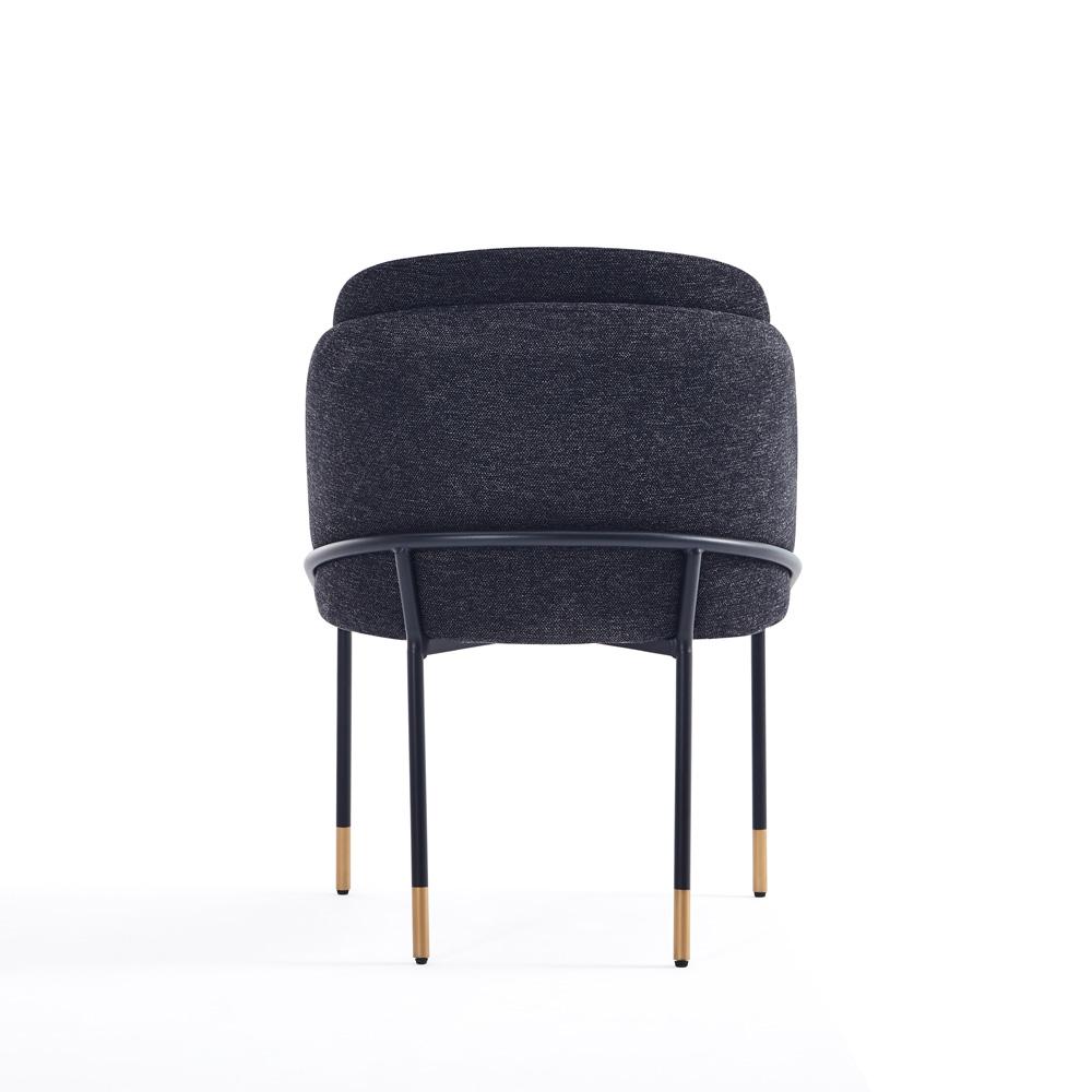 Manhattan Comfort - Flor Twill Weave Dining Chair with Metal Legs in Black - Set of 2 - 2-DC052-BK veiw 5