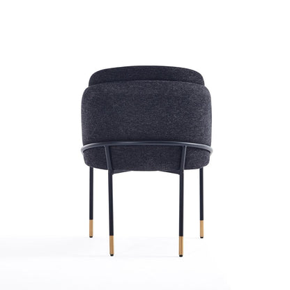 Manhattan Comfort - Flor Twill Weave Dining Chair with Metal Legs in Black - Set of 2 - 2-DC052-BK veiw 5
