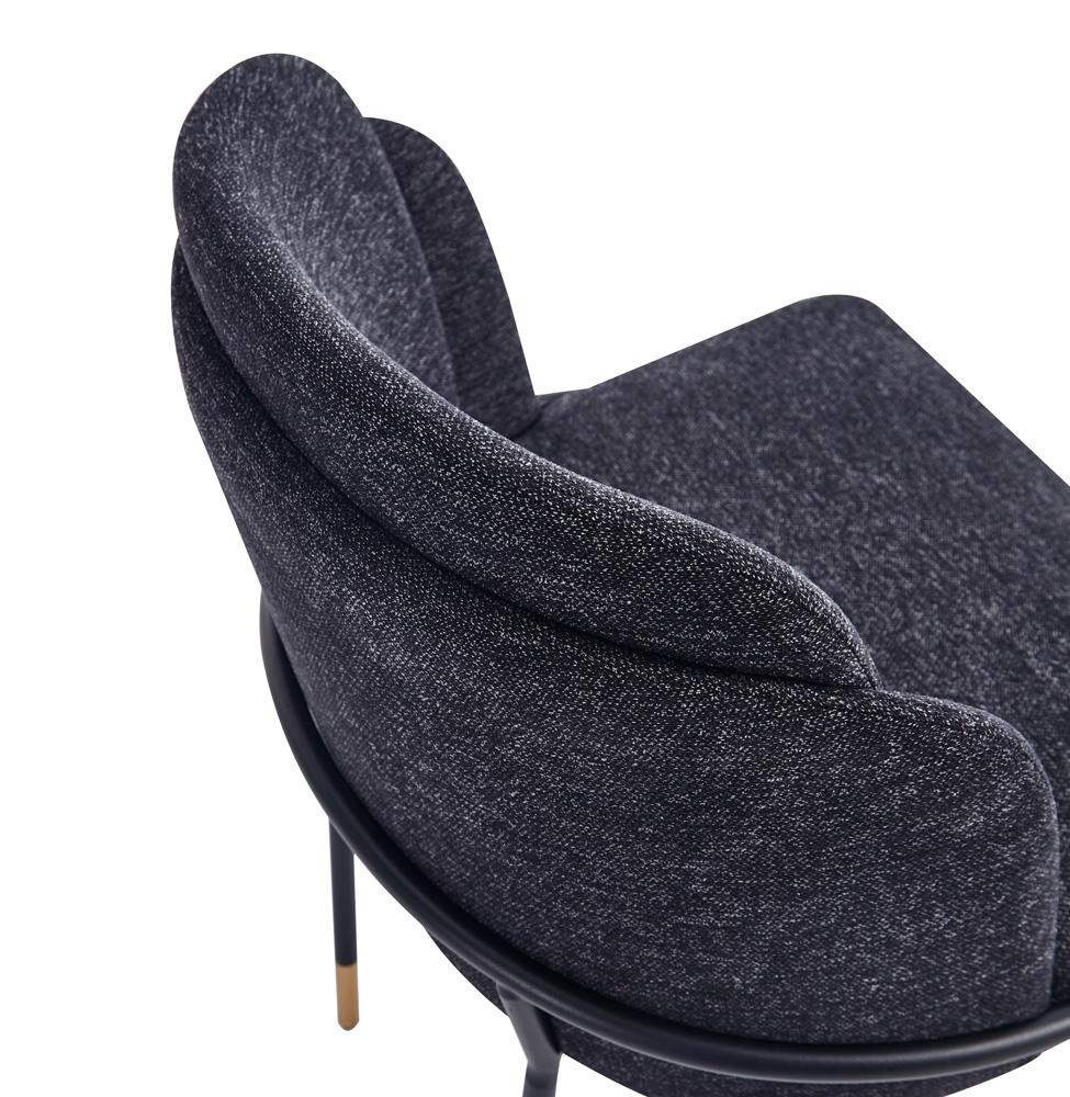 Manhattan Comfort - Flor Twill Weave Dining Chair with Metal Legs in Black - Set of 2 - 2-DC052-BK veiw 9