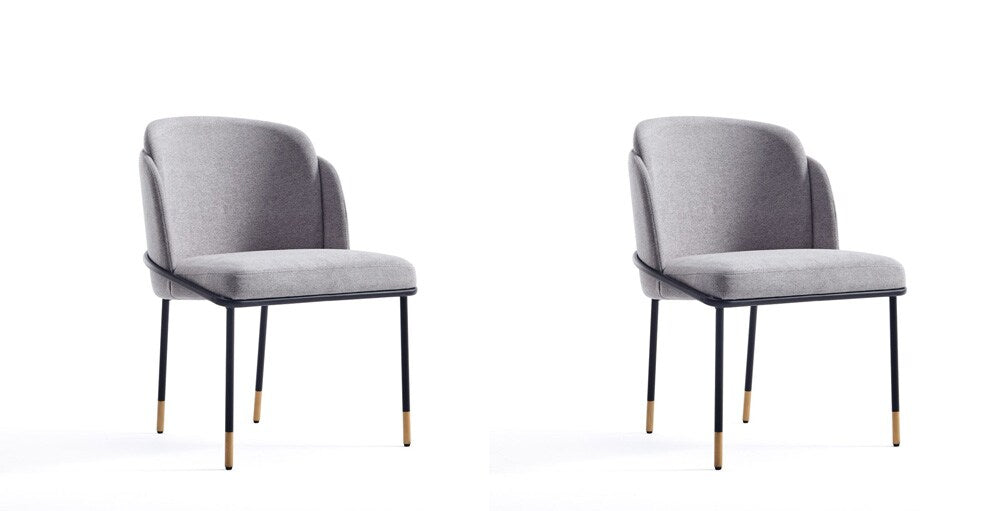 Manhattan Comfort - Flor Twill Weave Dining Chair with Metal Legs in Grey - Set of 2 - 2-DC052-GY veiw 1