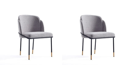 Manhattan Comfort - Flor Twill Weave Dining Chair with Metal Legs in Grey - Set of 2 - 2-DC052-GY veiw 1