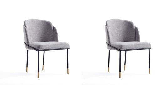 Manhattan Comfort - Flor Twill Weave Dining Chair with Metal Legs in Grey - Set of 2 - 2-DC052-GY veiw 1