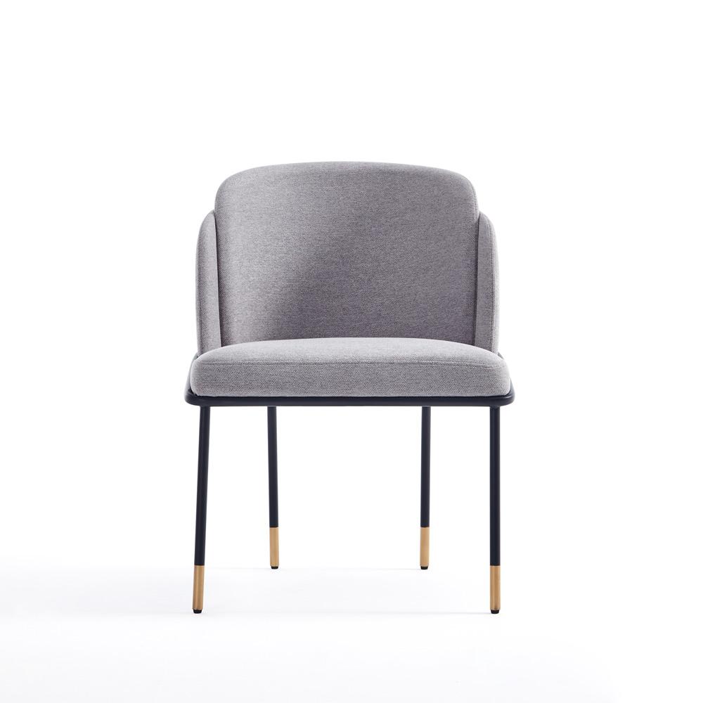 Manhattan Comfort - Flor Twill Weave Dining Chair with Metal Legs in Grey - Set of 2 - 2-DC052-GY veiw 2