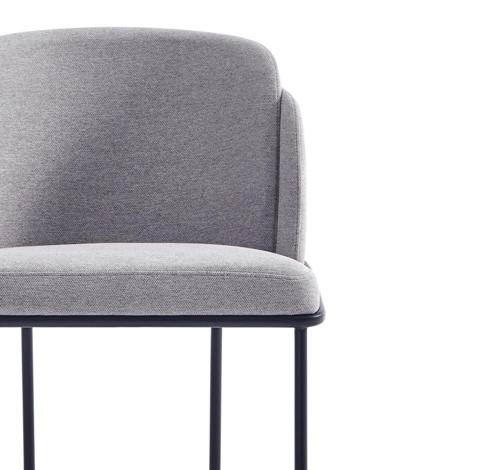Manhattan Comfort - Flor Twill Weave Dining Chair with Metal Legs in Grey - Set of 2 - 2-DC052-GY veiw 8