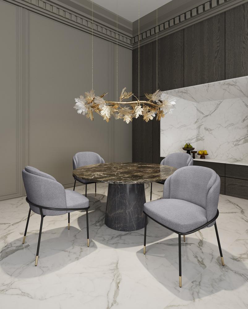 Manhattan Comfort - Flor Twill Weave Dining Chair with Metal Legs in Grey - Set of 2 - 2-DC052-GY veiw 10