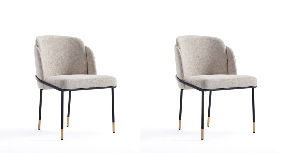Manhattan Comfort - Flor Twill Weave Dining Chair with Metal Legs in Wheat - Set of 2 - 2-DC052-WT veiw 1