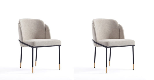 Manhattan Comfort - Flor Twill Weave Dining Chair with Metal Legs in Wheat - Set of 2 - 2-DC052-WT veiw 1