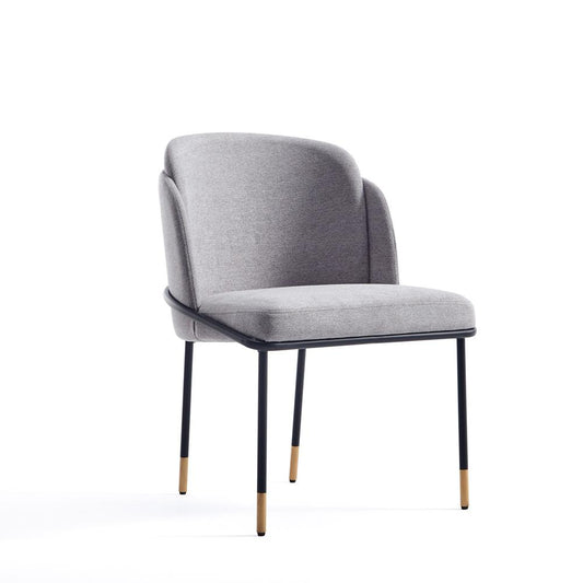 Manhattan Comfort - Flor Twill Weave Dining Chair with Metal Legs in Grey - DC052-GY veiw 1