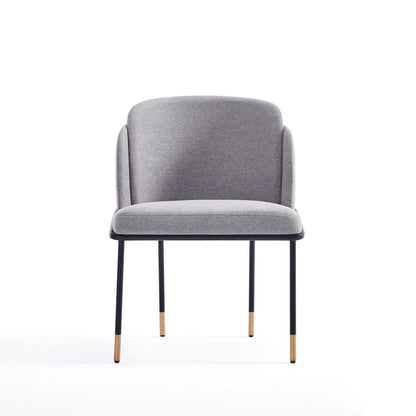 Manhattan Comfort - Flor Twill Weave Dining Chair with Metal Legs in Grey - DC052-GY veiw 2