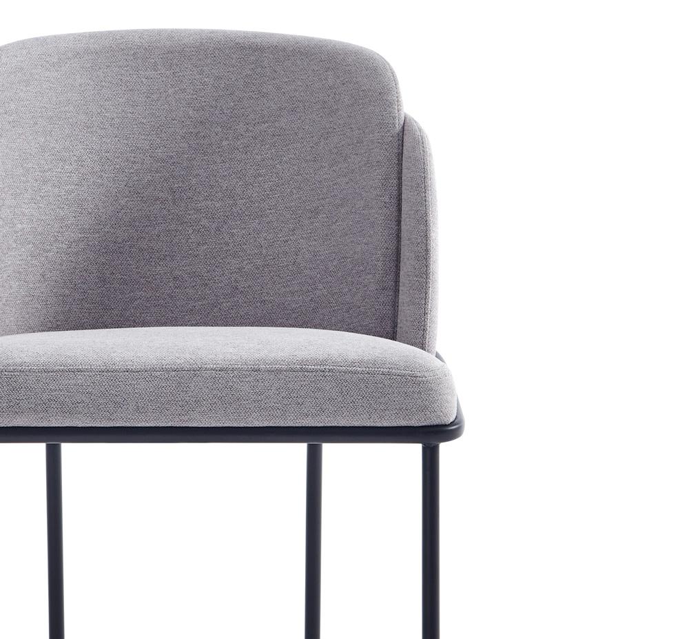Manhattan Comfort - Flor Twill Weave Dining Chair with Metal Legs in Grey - DC052-GY veiw 8