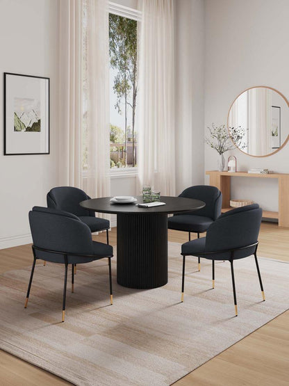 Manhattan Comfort - 5-Piece Flor and Hathaway Twill Weave Dining with Dining Chair - MetalDining Table - American Solid Ash Wood Legs in Black - 4-DT03DC052-BK veiw 11