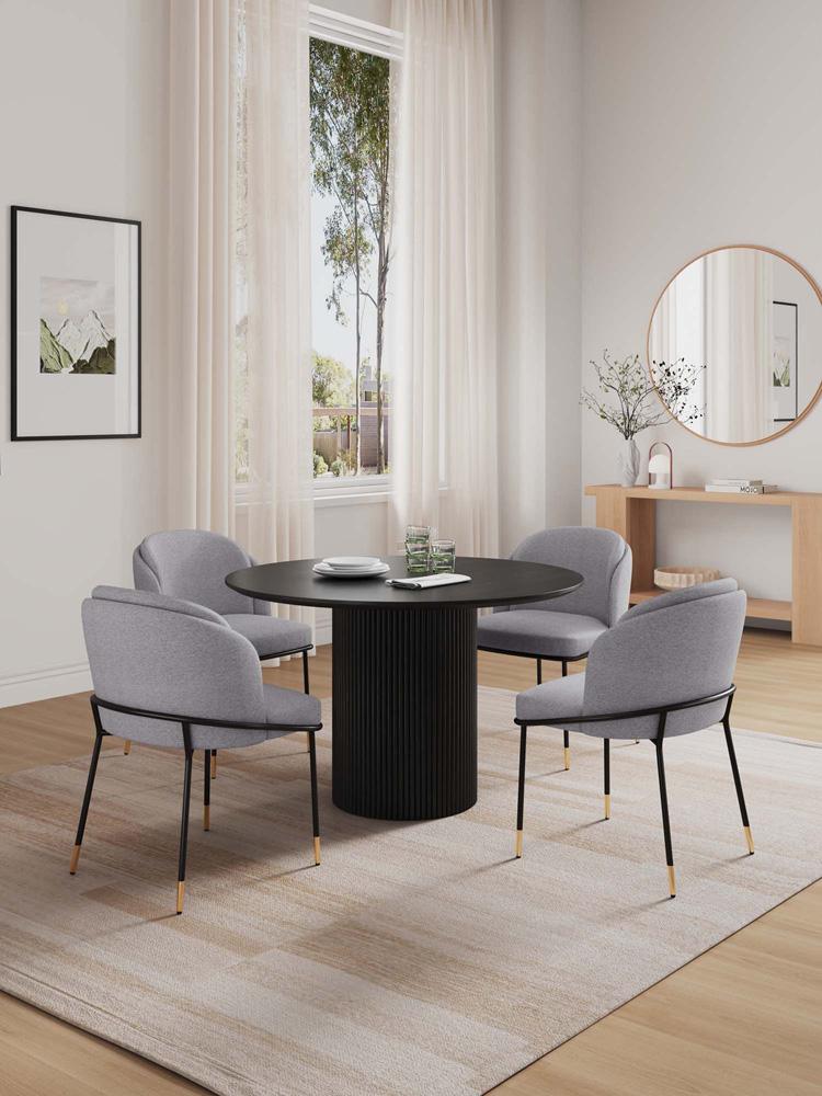Manhattan Comfort - 5-Piece Flor and Hathaway Twill Weave Dining with Dining Chair - MetalDining Table - American Solid Ash Wood Legs in GreyBlack - 4-DT03DC052-GY veiw 11