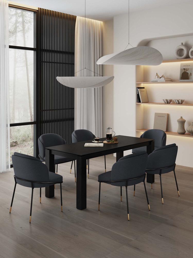 Manhattan Comfort - 7-Piece Flor and Rockaway Twill Weave Dining Set in Black - 6-DT02DC052-BK veiw 10