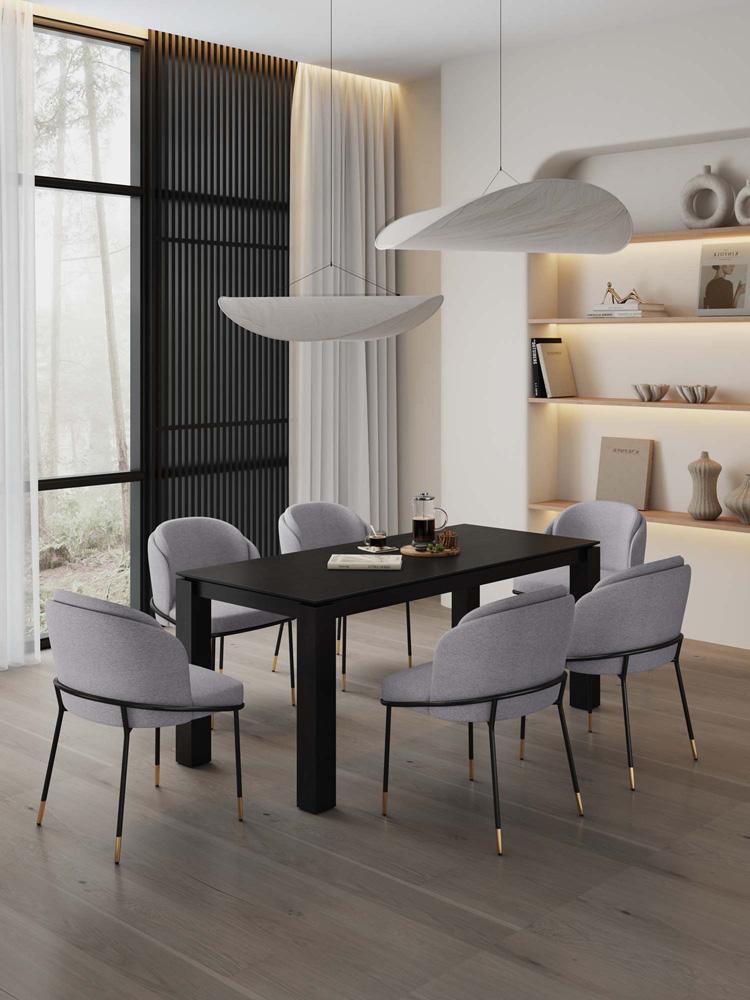 Manhattan Comfort - 7-Piece Flor and Rockaway Twill Weave Dining Set in GreyBlack - 6-DT02DC052-GY veiw 10
