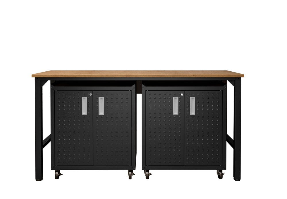 Manhattan Comfort - 3-Piece Fortress Garage Set with 4 Adjustable Shelves in Charcoal Grey - 14GMC-CH veiw 1