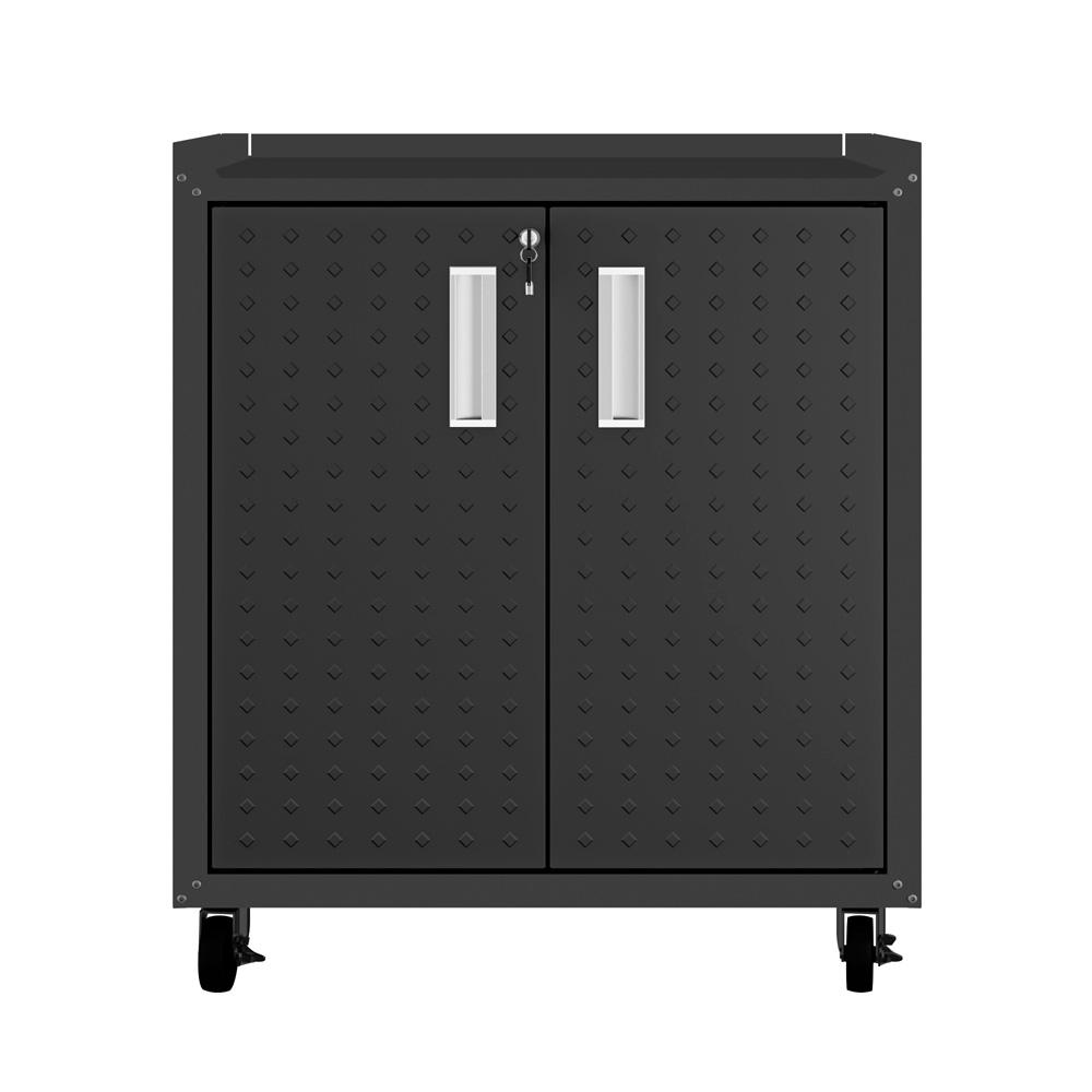 Manhattan Comfort - 3-Piece Fortress Garage Set with 4 Adjustable Shelves in Charcoal Grey - 14GMC-CH veiw 2