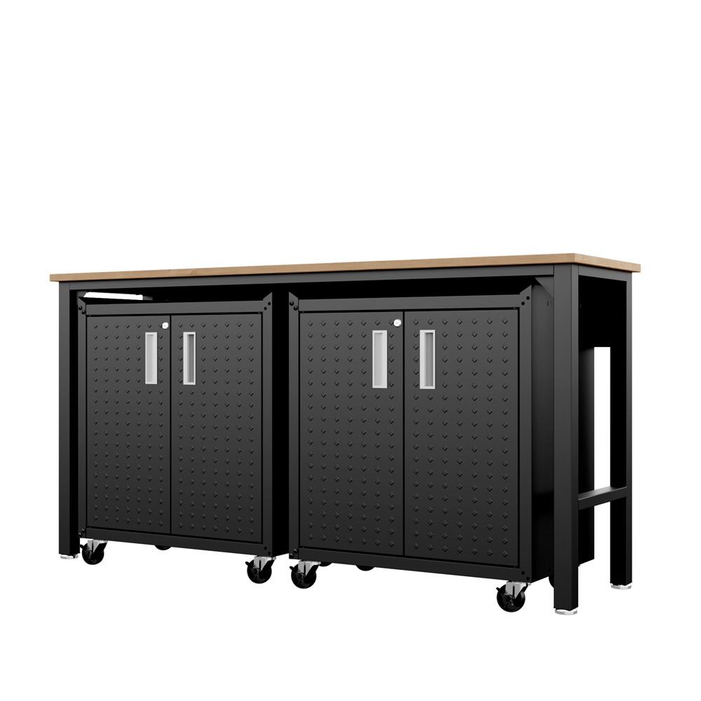 Manhattan Comfort - 3-Piece Fortress Garage Set with 4 Adjustable Shelves in Charcoal Grey - 14GMC-CH veiw 3