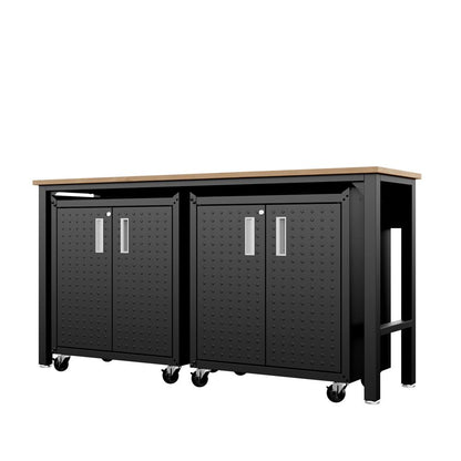 Manhattan Comfort - 3-Piece Fortress Garage Set with 4 Adjustable Shelves in Charcoal Grey - 14GMC-CH veiw 3