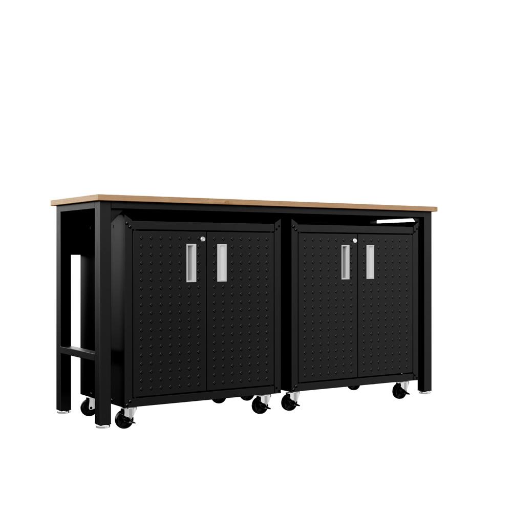 Manhattan Comfort - 3-Piece Fortress Garage Set with 4 Adjustable Shelves in Charcoal Grey - 14GMC-CH veiw 6