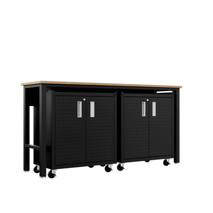 Manhattan Comfort - 3-Piece Fortress Garage Set with 4 Adjustable Shelves in Charcoal Grey - 14GMC-CH veiw 6