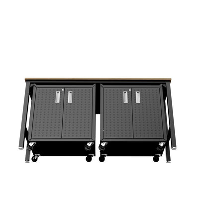 Manhattan Comfort - 3-Piece Fortress Garage Set with 4 Adjustable Shelves in Charcoal Grey - 14GMC-CH veiw 8