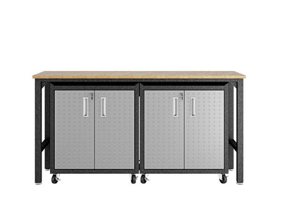 Manhattan Comfort - 3-Piece Fortress Garage Set with 4 Adjustable Shelves in Grey - 14GMC veiw 1