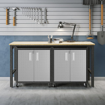 Manhattan Comfort - 3-Piece Fortress Garage Set with 4 Adjustable Shelves in Grey - 14GMC veiw 12