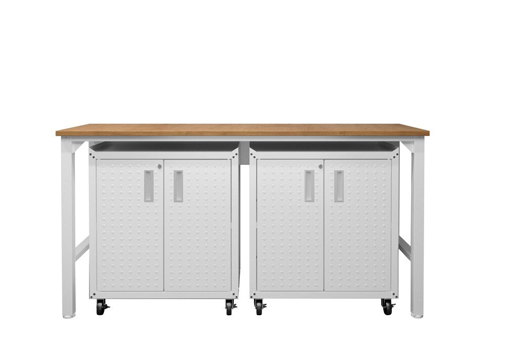 Manhattan Comfort - 3-Piece Fortress Garage Set with 4 Adjustable Shelves in White - 14GMC-WH veiw 1