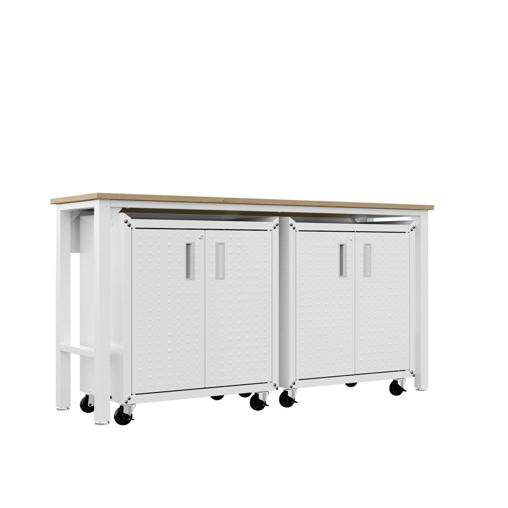 Manhattan Comfort - 3-Piece Fortress Garage Set with 4 Adjustable Shelves in White - 14GMC-WH veiw 4