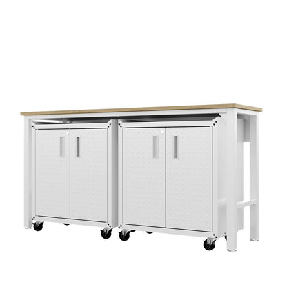 Manhattan Comfort - 3-Piece Fortress Garage Set with 4 Adjustable Shelves in White - 14GMC-WH veiw 5