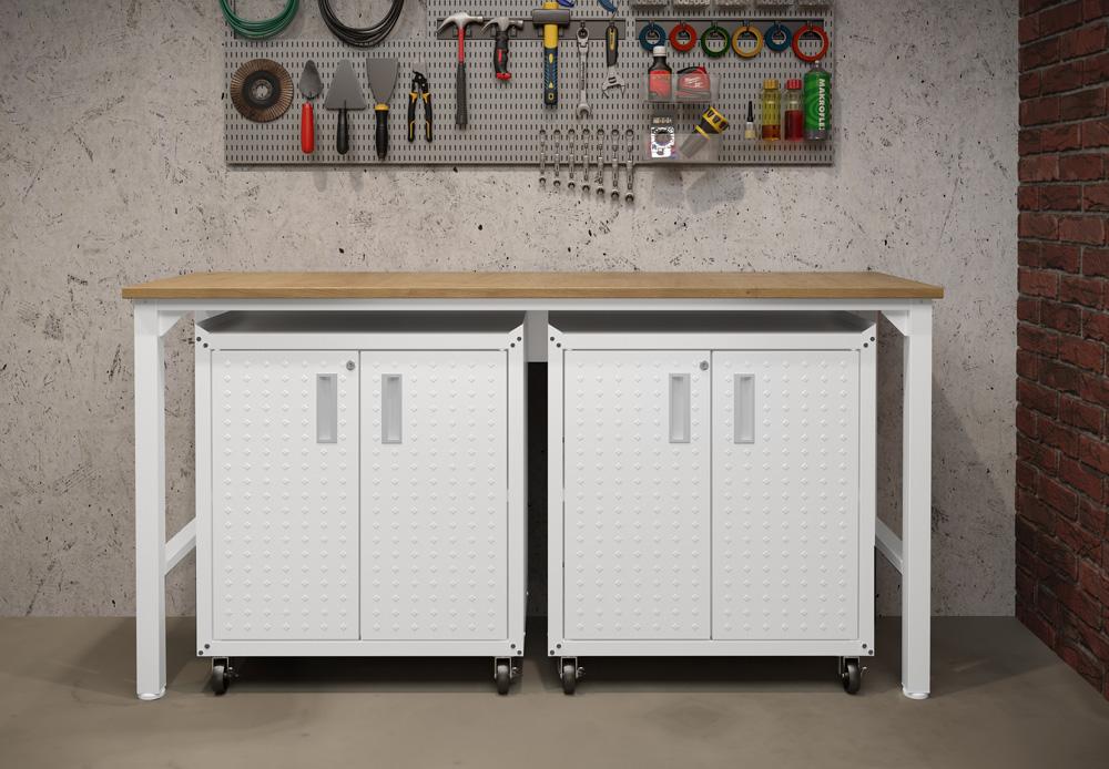 Manhattan Comfort - 3-Piece Fortress Garage Set with 4 Adjustable Shelves in White - 14GMC-WH veiw 10