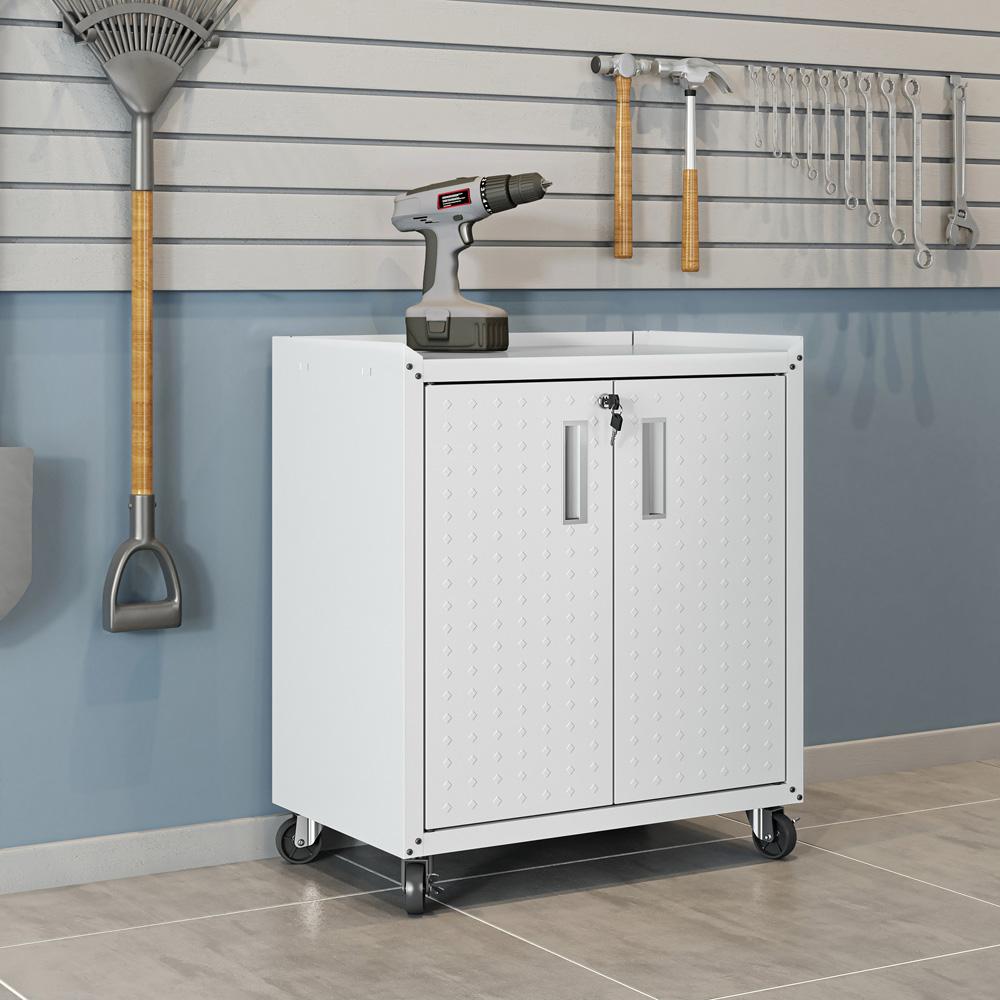 Manhattan Comfort - 3-Piece Fortress Garage Set with 4 Adjustable Shelves in White - 14GMC-WH veiw 11