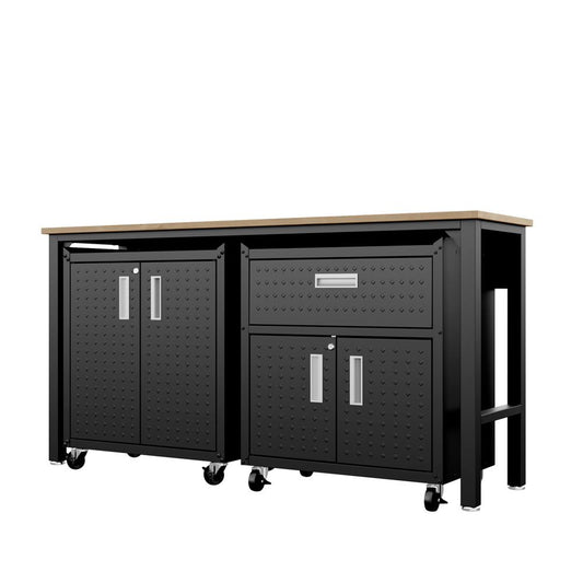 Manhattan Comfort - 3-Piece Fortress Garage Set with 1 Drawers in Charcoal Grey - 15GMC-CH veiw 2