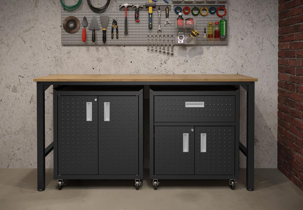 Manhattan Comfort - 3-Piece Fortress Garage Set with 1 Drawers in Charcoal Grey - 15GMC-CH veiw 10