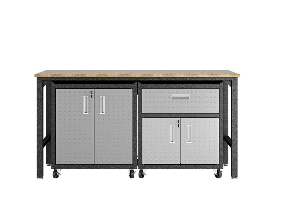 Manhattan Comfort - 3-Piece Fortress Garage Set with 1 Drawers in Grey - 15GMC veiw 1