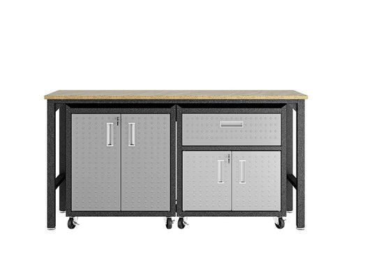 Manhattan Comfort - 3-Piece Fortress Garage Set with 1 Drawers in Grey - 15GMC veiw 1