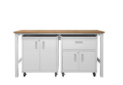 Manhattan Comfort - 3-Piece Fortress Garage Set with 1 Drawers in White - 15GMC-WH veiw 1