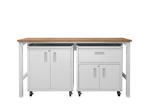 Manhattan Comfort - 3-Piece Fortress Garage Set with 1 Drawers in White - 15GMC-WH veiw 1