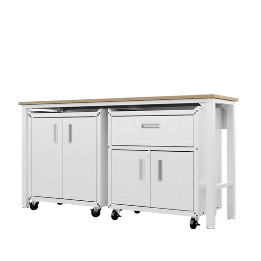 Manhattan Comfort - 3-Piece Fortress Garage Set with 1 Drawers in White - 15GMC-WH veiw 2