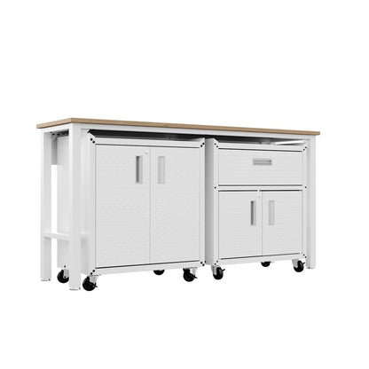 Manhattan Comfort - 3-Piece Fortress Garage Set with 1 Drawers in White - 15GMC-WH veiw 3