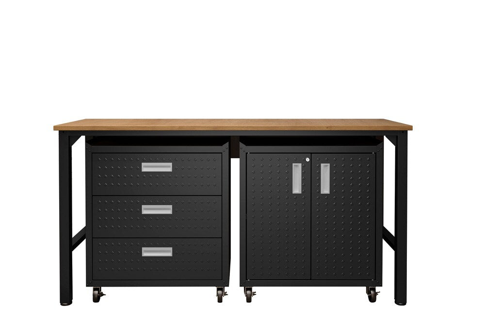 Manhattan Comfort - 3-Piece Fortress Garage Set with 3 Drawers in Charcoal Grey - 16GMC-CH veiw 1
